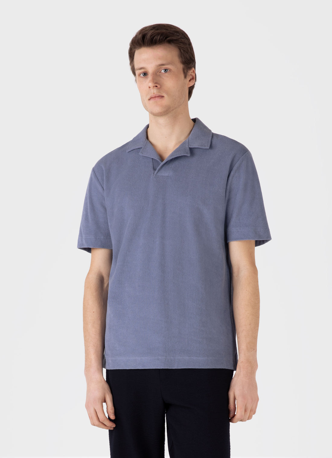 Men's Towelling Polo Shirt in Vintage Blue